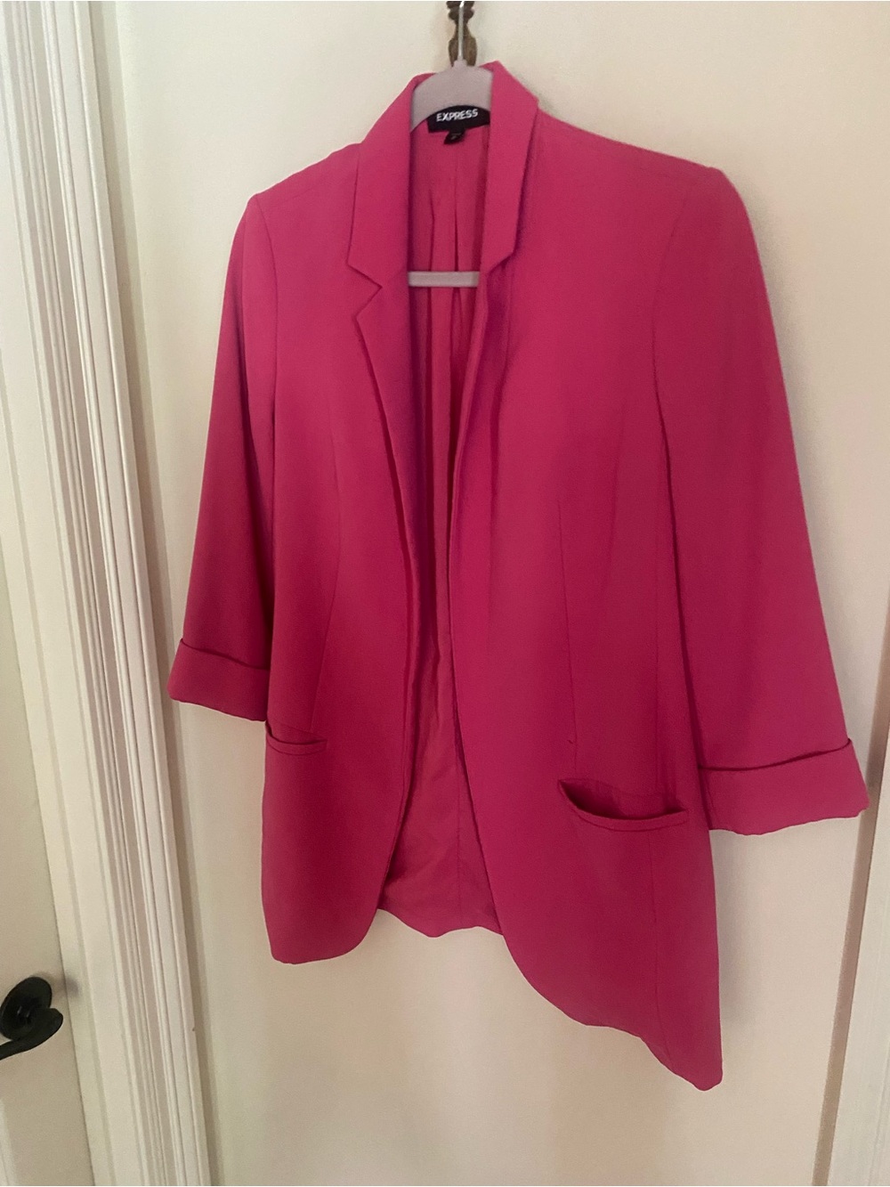 Express Women's Bright Pink Open-Front Blazer